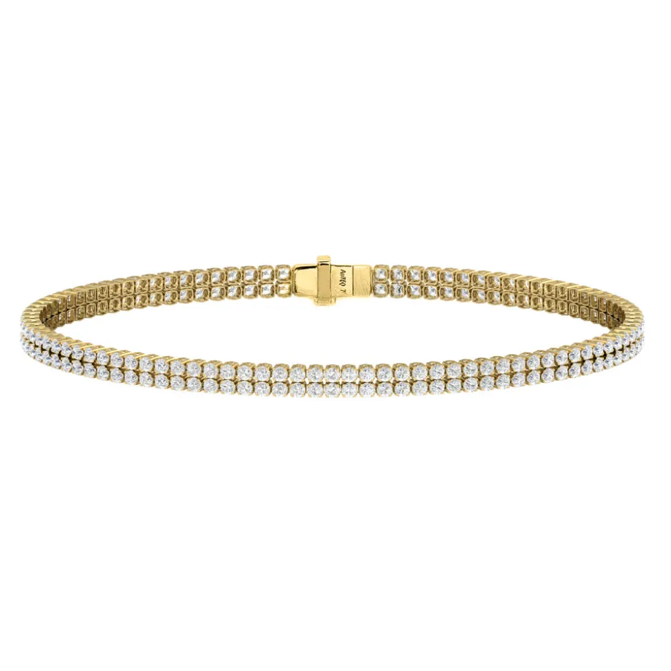 Mini Double Yellow Gold & Diamond Invisible Tennis Bracelet
