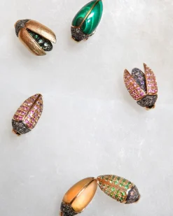 Mini Scarab Fly Stud Earring - Pink