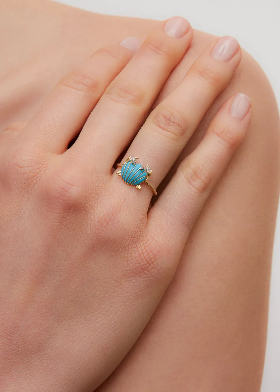 Mini Turquoise Crab and Coquillage Ring
