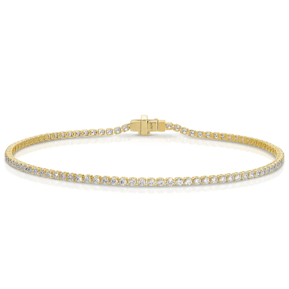 Mini Yellow Gold & Diamond Invisible Tennis Bracelet