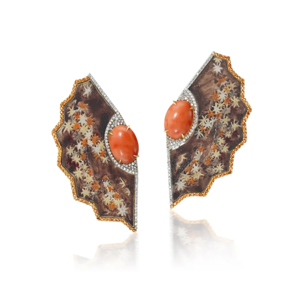 Obi Handpainted Coral Star Earrings