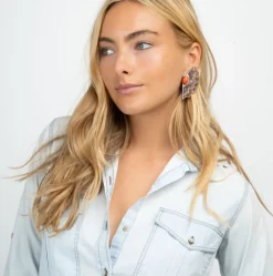 Obi Handpainted Coral Star Earrings
