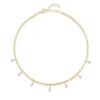 Omega Necklace with Dangling Pear Diamonds