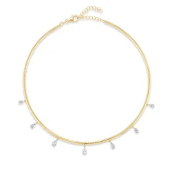 Omega Necklace with Dangling Pear Diamonds