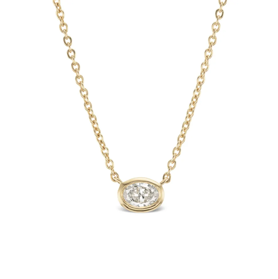 Oval Diamond Solitaire Pendant