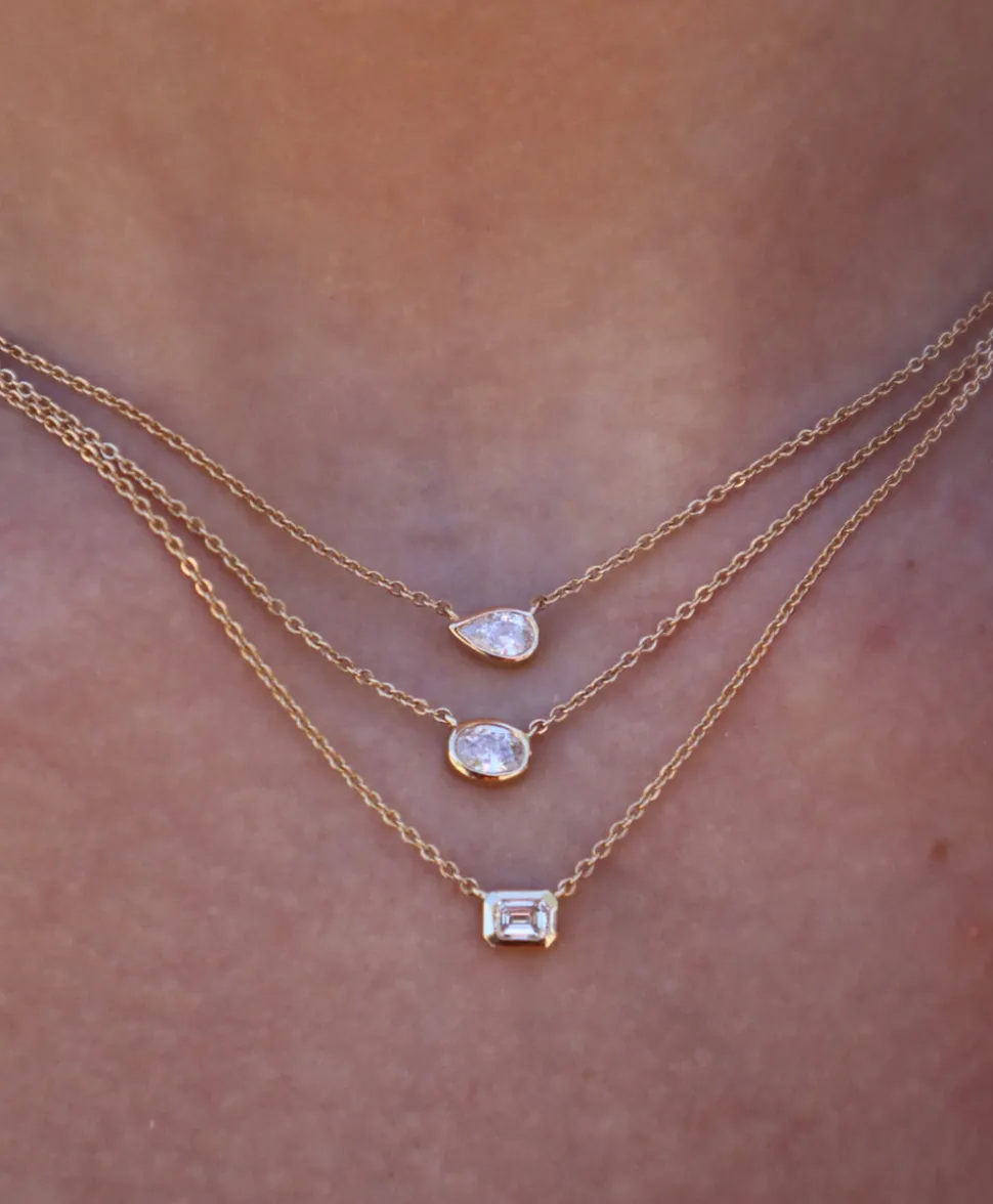 Oval Diamond Solitaire Pendant