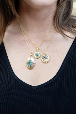 Oval Emerald Starburst Locket