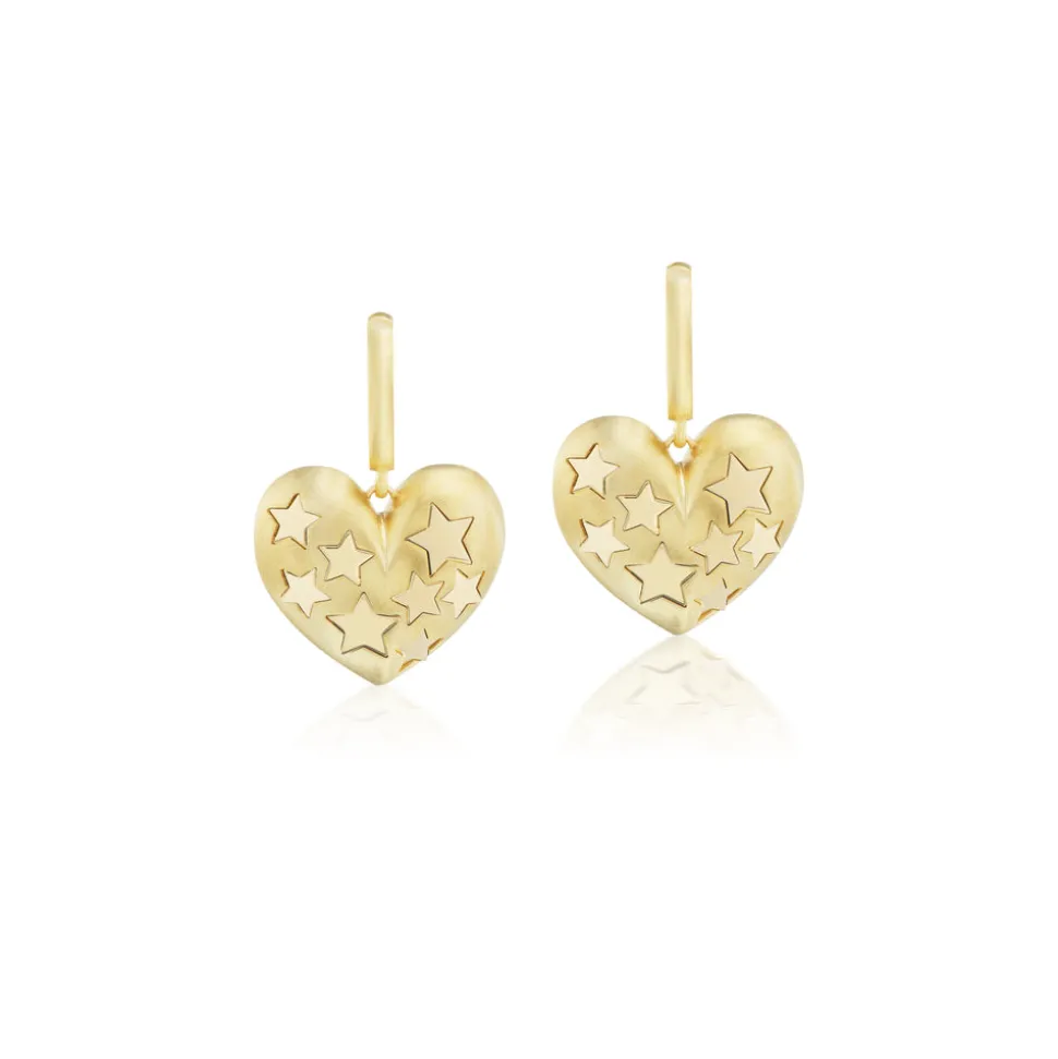 Paulette Puff Heart Earrings with Stars