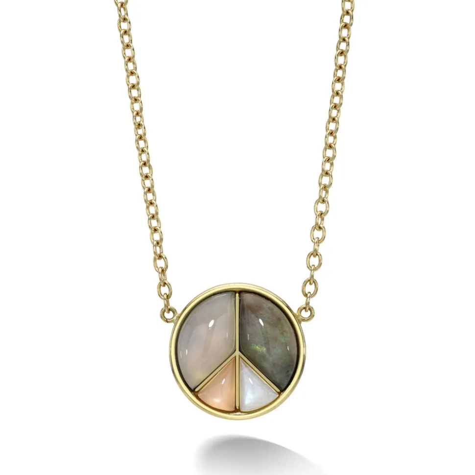 Peace Sign Pendant- Chalcedony, Grey Opal, Moonstone, Peach Moonstone