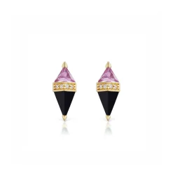 Pink Topaz and Black Onyx Pietra Studs
