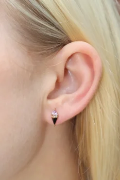 Pink Topaz and Black Onyx Pietra Studs
