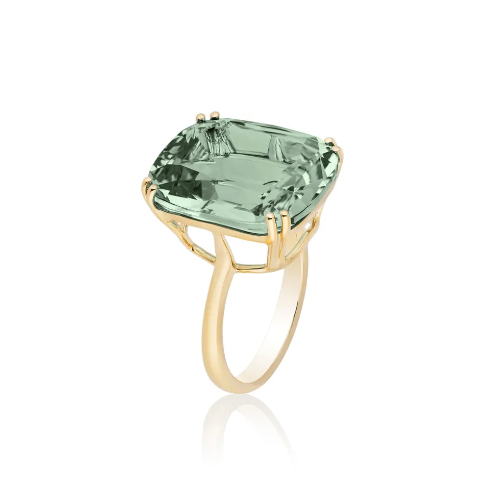 Prasiolite Cushion Ring