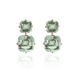 Prasiolite Cushion Tiered Earrings