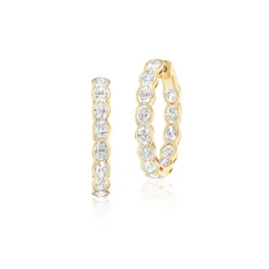 Scintilate Oval Diamond Bezel Hoop Earrings