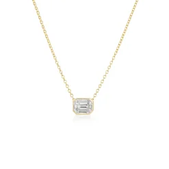 Small Illusion Emerald Cut Diamond Pendant