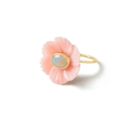 Small Island Pink Opal & Ethiopian Opal Flower Ring