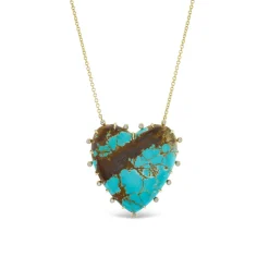 Small Turquoise Heart Pendant with Diamond Border
