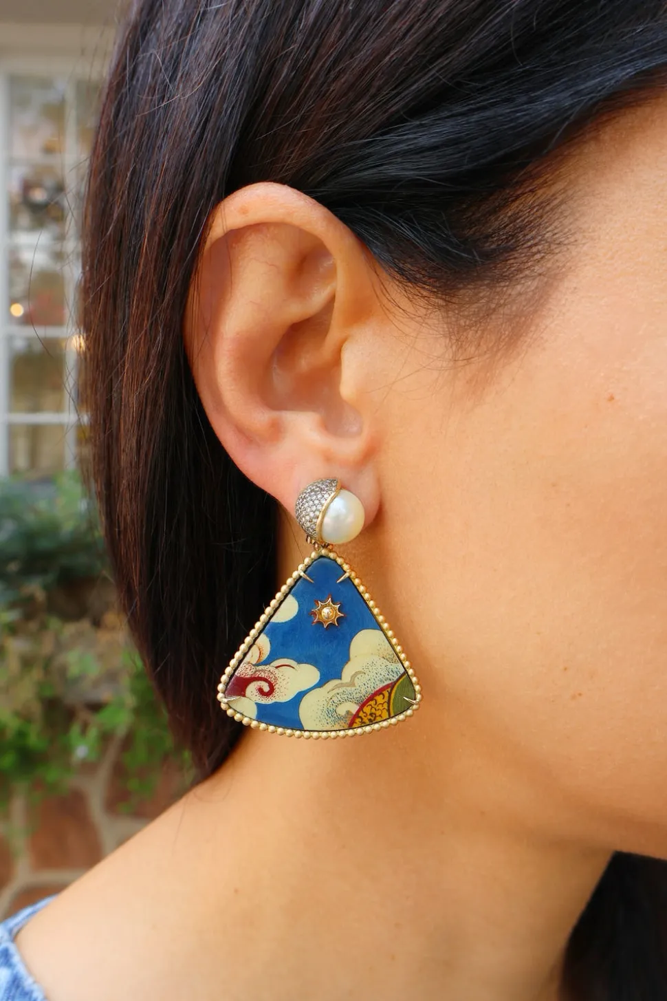 Tibetan Sky Marquetry Earrings