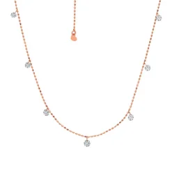 Tiny Floating Diamond Necklace- Rose Gold
