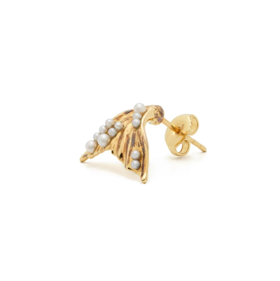 Tiny Pearl Flipper Stud Earring