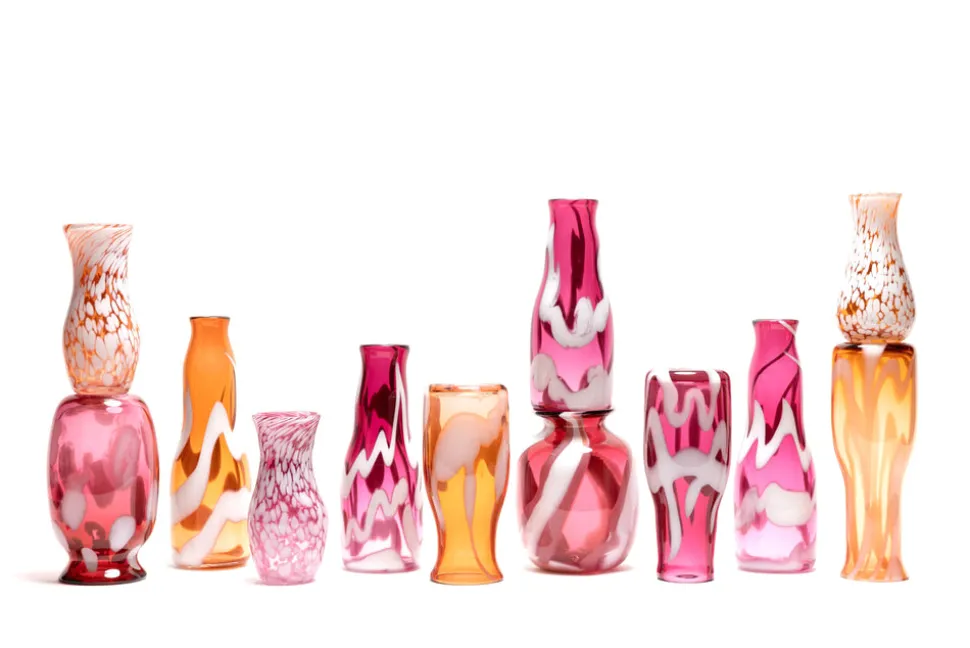 Transparent Tangerine & White Spotted Vase