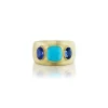 Turquoise & Blue Sapphire Three Stone Ring