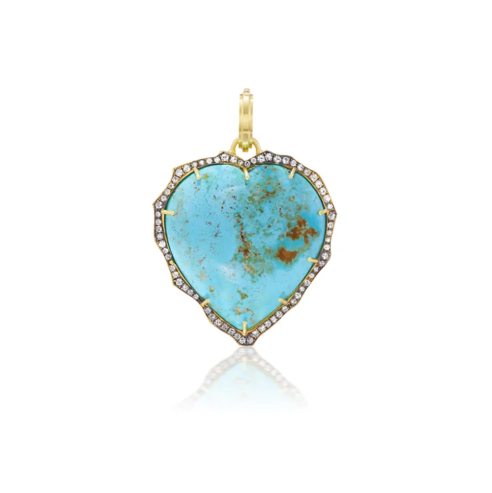 Turquoise & Diamond Heart Pendant