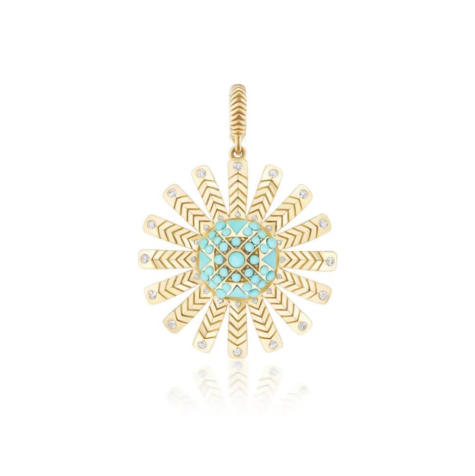 Turquoise Chubby Sunflower Pendant