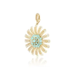 Turquoise Chubby Sunflower Pendant