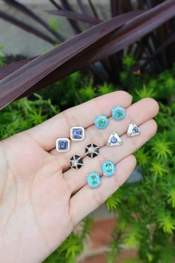 Turquoise Enamel and Emerald Hexagon