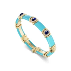 Turquoise, Sapphire and Diamond Flex Bangle