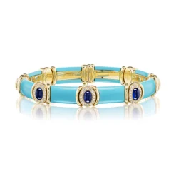 Turquoise, Sapphire and Diamond Flex Bangle
