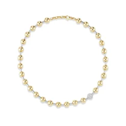 Two-Tone Ball Necklace with Pavé Diamond Ball