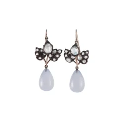 Vintage Georgian Earrings with Chalcedony & Diamonds