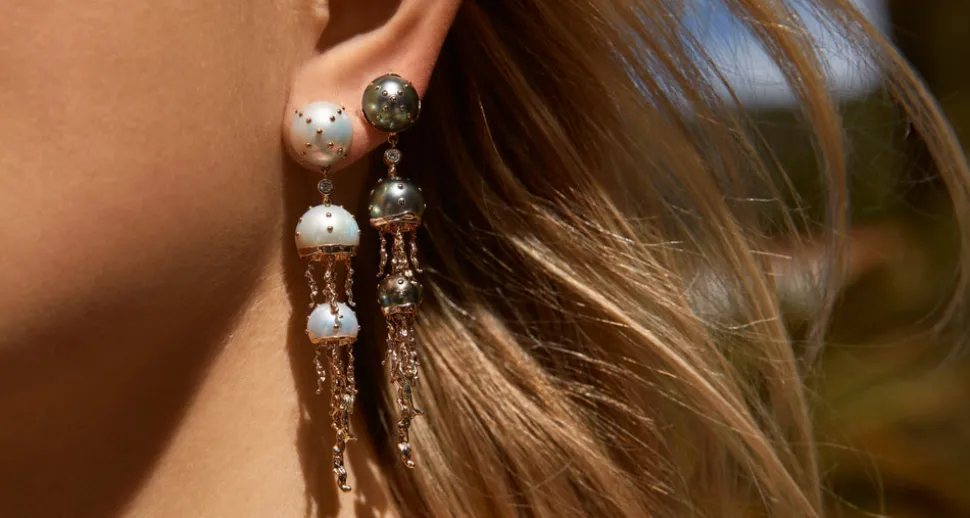 White Pearl Jellyfish Drop Earrings