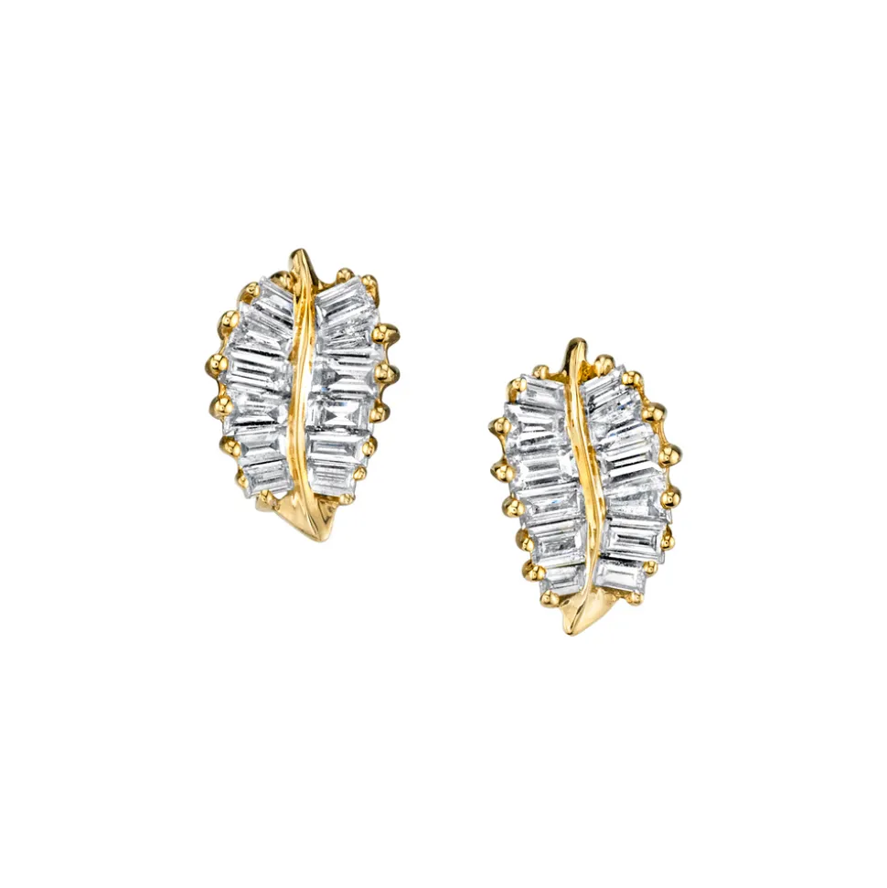 Yellow Gold Small Palm Leaf Studs